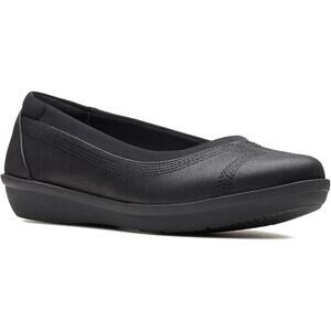 Clarks Women's Ayla Low Ballet Flat, Black Synthetic Nubuck Size 10M